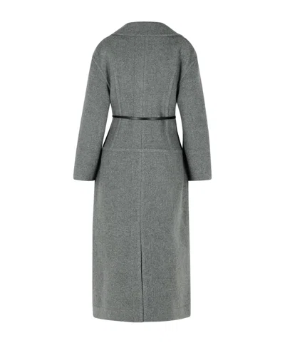 Jil Sander Single-breasted Belted Coat In Gray