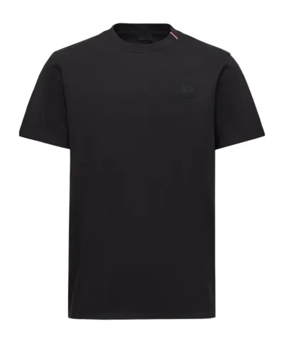 Moncler Soft Cotton Short Sleeve Crew Neck T-shirt In Black