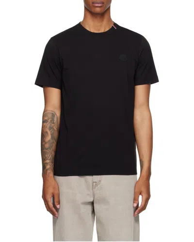 Moncler Soft Cotton Short Sleeve Crew Neck T-shirt In Black