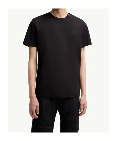 Moncler Soft Cotton Short Sleeve Crew Neck T-shirt In Black