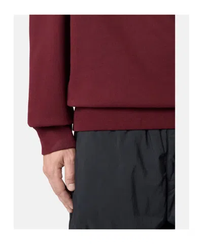 Stone Island Men Burgundy Brushed Organic Cotton Crewneck Sweatshirt In Burgundy