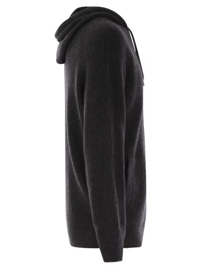 Brunello Cucinelli Cashmere Zip-up Hoodie Featuring Drawstring Hood In Black