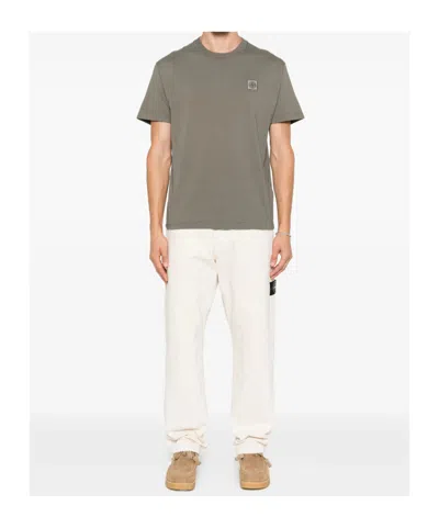 Stone Island Compass-patch Cotton T-shirt In Burgundy