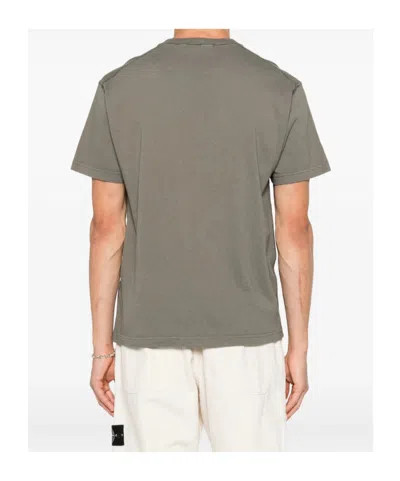Stone Island Compass-patch Cotton T-shirt In Burgundy