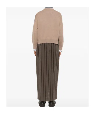 Brunello Cucinelli Crewneck Cashmere Sweater Pocket Detail In Neutral