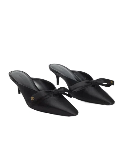 Balenciaga Black Slip On Mules In Black