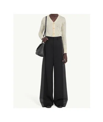 Mm6 Maison Margiela Wide-leg Satin Panel Pants In Black