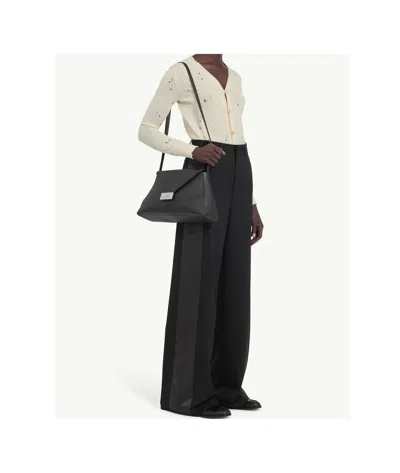 Mm6 Maison Margiela Wide-leg Satin Panel Pants In Black