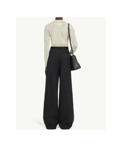 Mm6 Maison Margiela Wide-leg Satin Panel Pants In Black