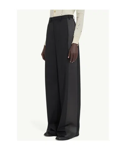 Mm6 Maison Margiela Wide-leg Satin Panel Pants In Black