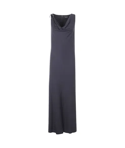 Ralph Lauren Cowl-neck Ring-detail Maxi Dress In Blue