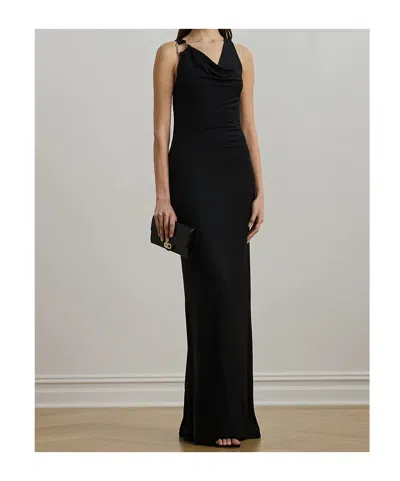 Ralph Lauren Cowl-neck Ring-detail Maxi Dress In Blue