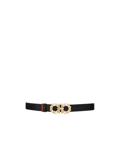 Ferragamo Reversible And Adjustable Belt With Shaped Gancini