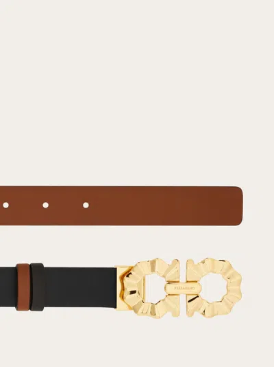 Ferragamo Reversible And Adjustable Belt With Shaped Gancini