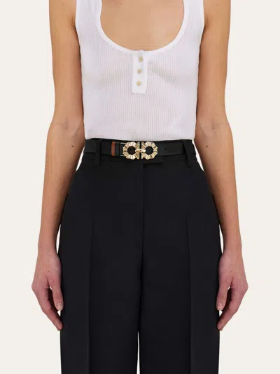 Ferragamo Reversible And Adjustable Belt With Shaped Gancini