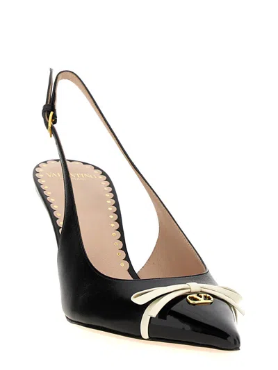 Valentino Garavani Leather Slingback With Patent Leather Toe