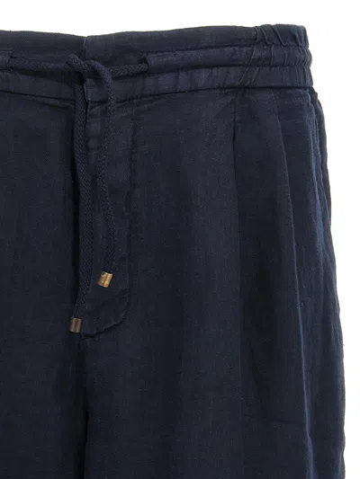 Brunello Cucinelli Black Garment-dyed Linen Bermuda Shorts In Blue