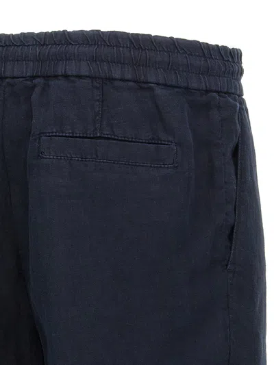 Brunello Cucinelli Black Garment-dyed Linen Bermuda Shorts In Blue