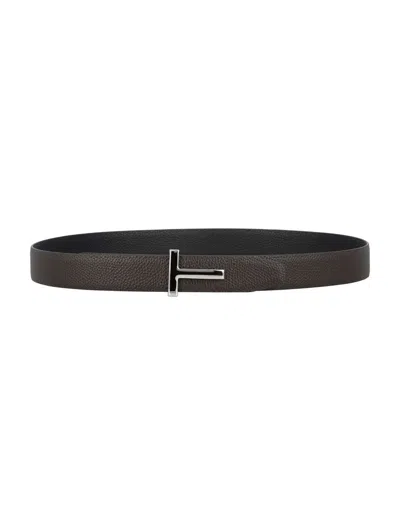 Tom Ford Brown Reversible Buckle Belt In Brown