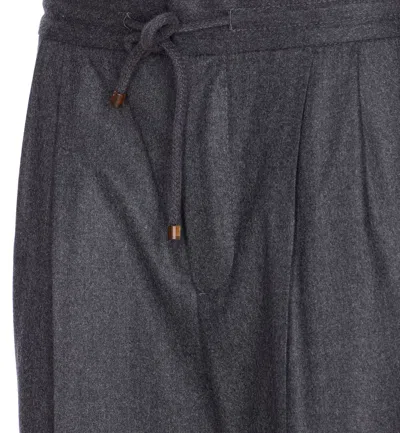 Brunello Cucinelli Men Virgin Wool Pants In Gray