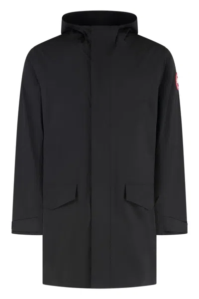 Canada Goose Technical Fabric Waterproof Jacket With Hood And Front Pockets In Black
