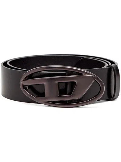 Diesel Smooth Leather Belt Oval-d Buckle In Brown