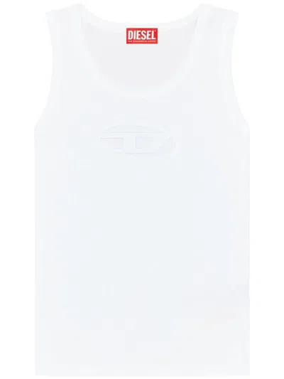 Diesel 't-lins' White Top With Oval D Logo On The Front In White
