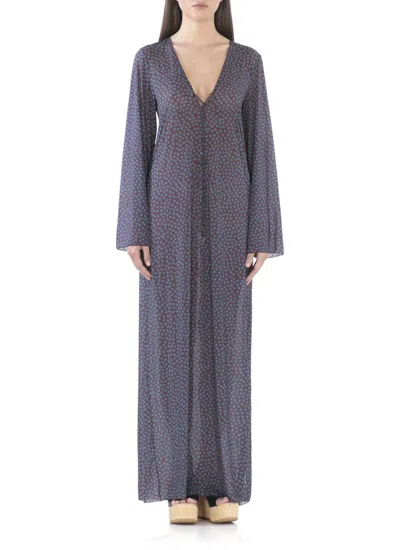 Fisico Cristina Ferrari Fisico Maxi Dress With V-neck In Gray