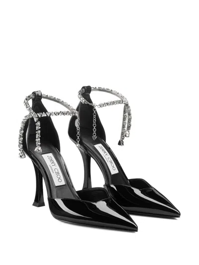 Jimmy Choo Stevie 100 Crystal-embellished Pumps In Patent Leather