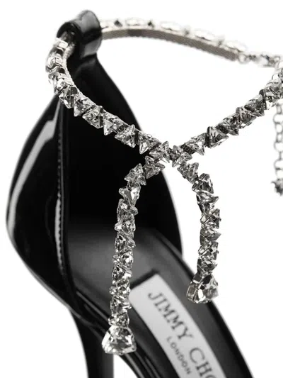 Jimmy Choo Stevie 100 Crystal-embellished Pumps In Patent Leather