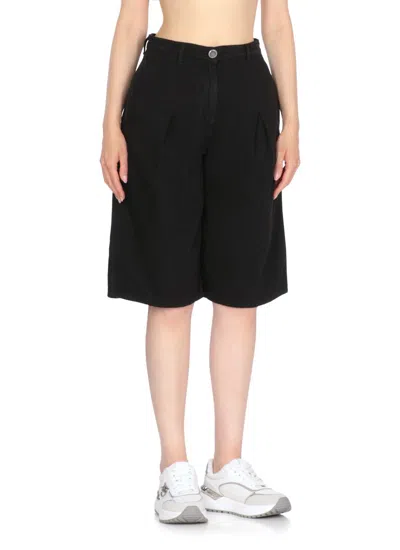 Pinko Knee-length Black Cotton Bermuda Shorts