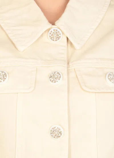 Self-portrait Structured Beige Dress With Classic Collar And Flap Pockets In Neutral