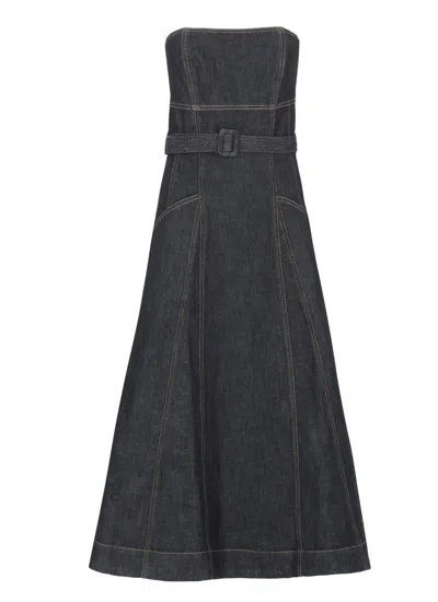 Self-portrait Denim Bandeau Midi Dress