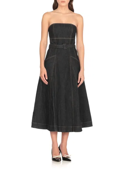 Self-portrait Denim Bandeau Midi Dress