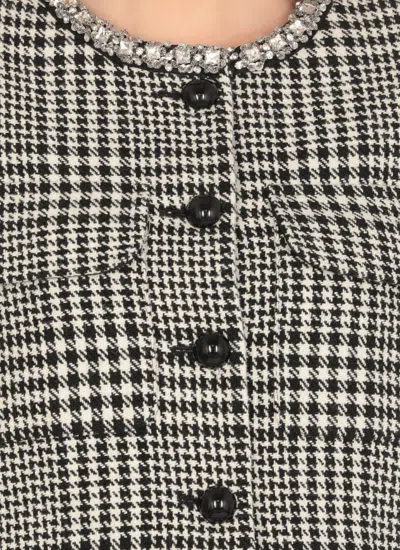 Self-portrait Houndstooth Crystal Trim Jacket