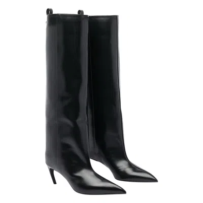 Attico Leather High Shaft Ankle Boots With Pointed Toe
