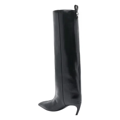 Attico Leather High Shaft Ankle Boots With Pointed Toe