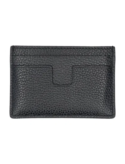 Tom Ford Grain Leather Classic Card Holder In Black