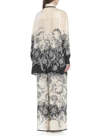 Zimmermann White Floral And Paisley Print Shirt With Contrasting Trim In Multi