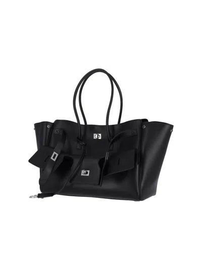 Balenciaga Medium Leather Bel Air Carry All Tote Bag In Black