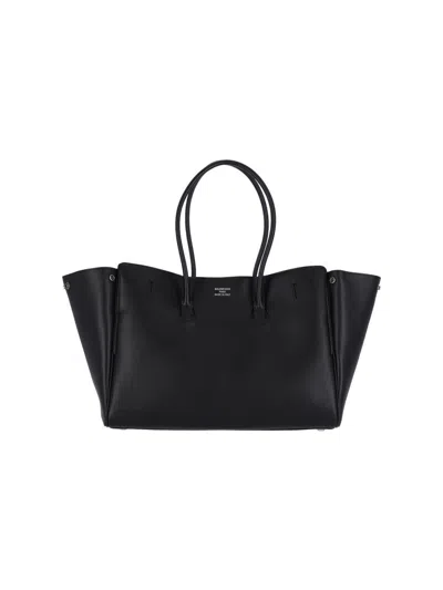 Balenciaga Medium Leather Bel Air Carry All Tote Bag In Black