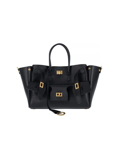 Balenciaga Structured Tote Bag With Buckle And Gold-tone In Black