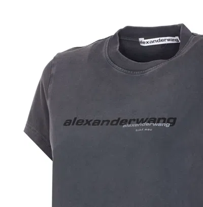 Alexander Wang Crew Neck Short Sleeves Cropped Length In Black