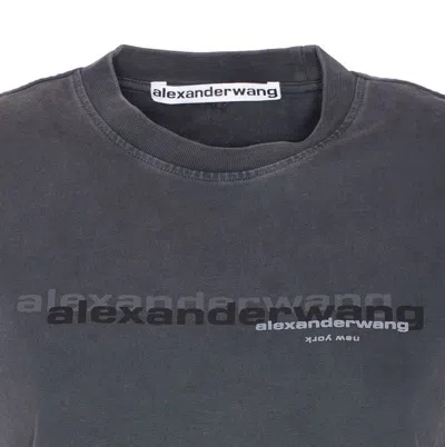 Alexander Wang Crew Neck Short Sleeves Cropped Length In Black