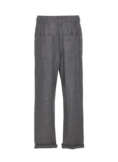 Brunello Cucinelli Trousers With Belt Loops And Elastic Waistband In Gray