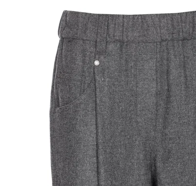 Brunello Cucinelli Trousers With Belt Loops And Elastic Waistband In Gray