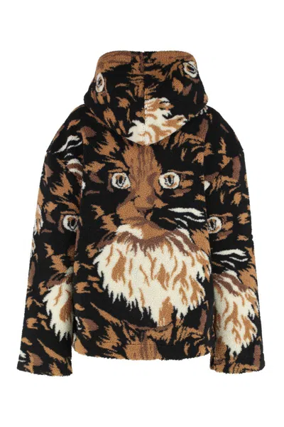 Jw Anderson Graphic Print Faux-fur Jacket In Multi