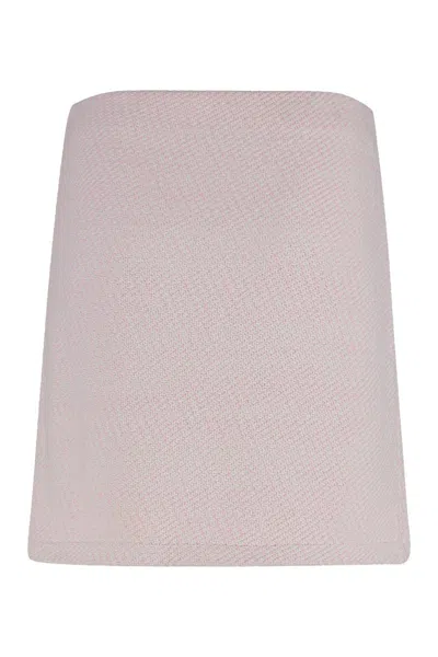 Self-portrait Knitted Mini Skirt In Brown