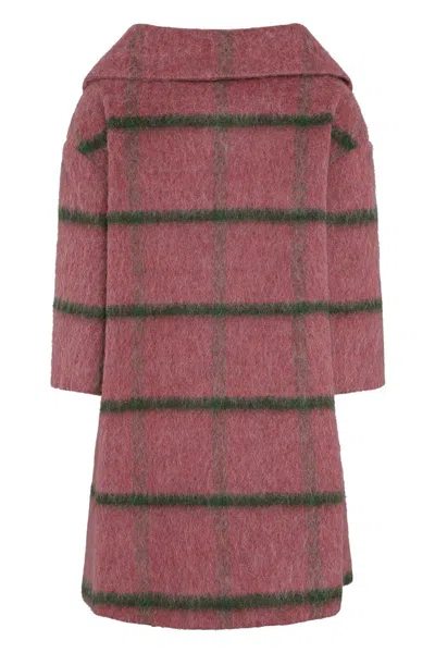 Stella Jean Wool Blend Coat In Burgundy