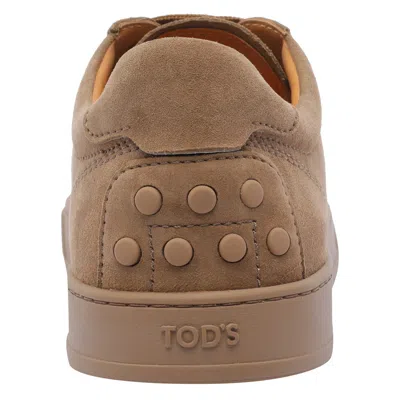 Tod's Low-top Round Toe Rubber Sole Sneakers In Brown